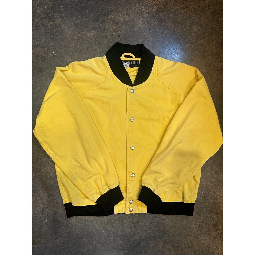 Vintage Yellow Bomber Jacket Large Snap Varsity Style Jacket Park Hill Mens - Picture 8 of 8